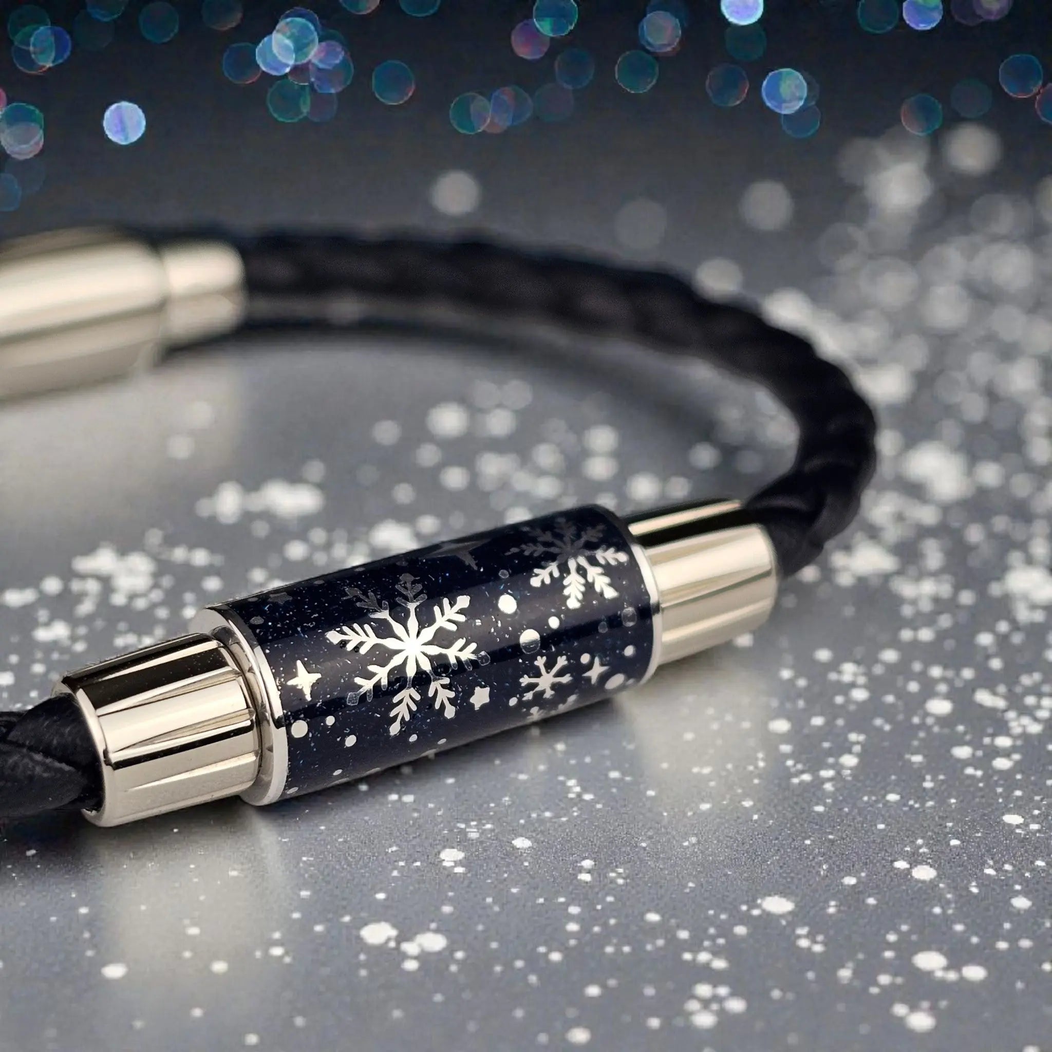 Perles Légende D’Hiver argent émaillé & éclats scintillants ❄️✨ - Perle interchangeable