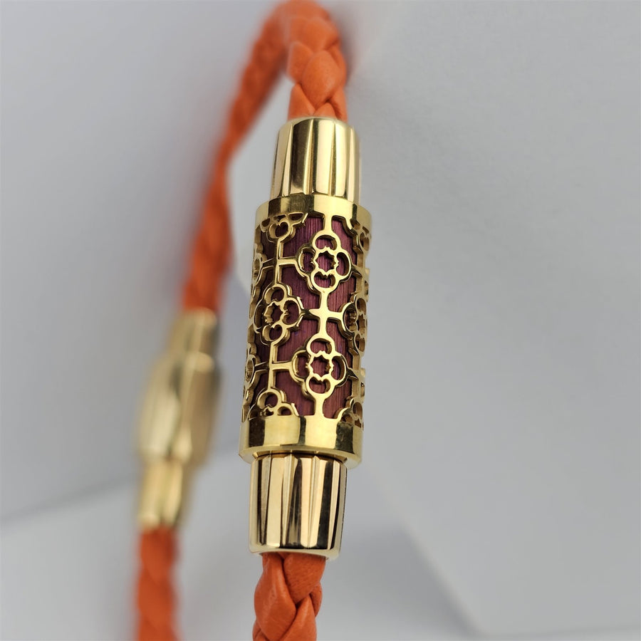 Cuir orange tressé